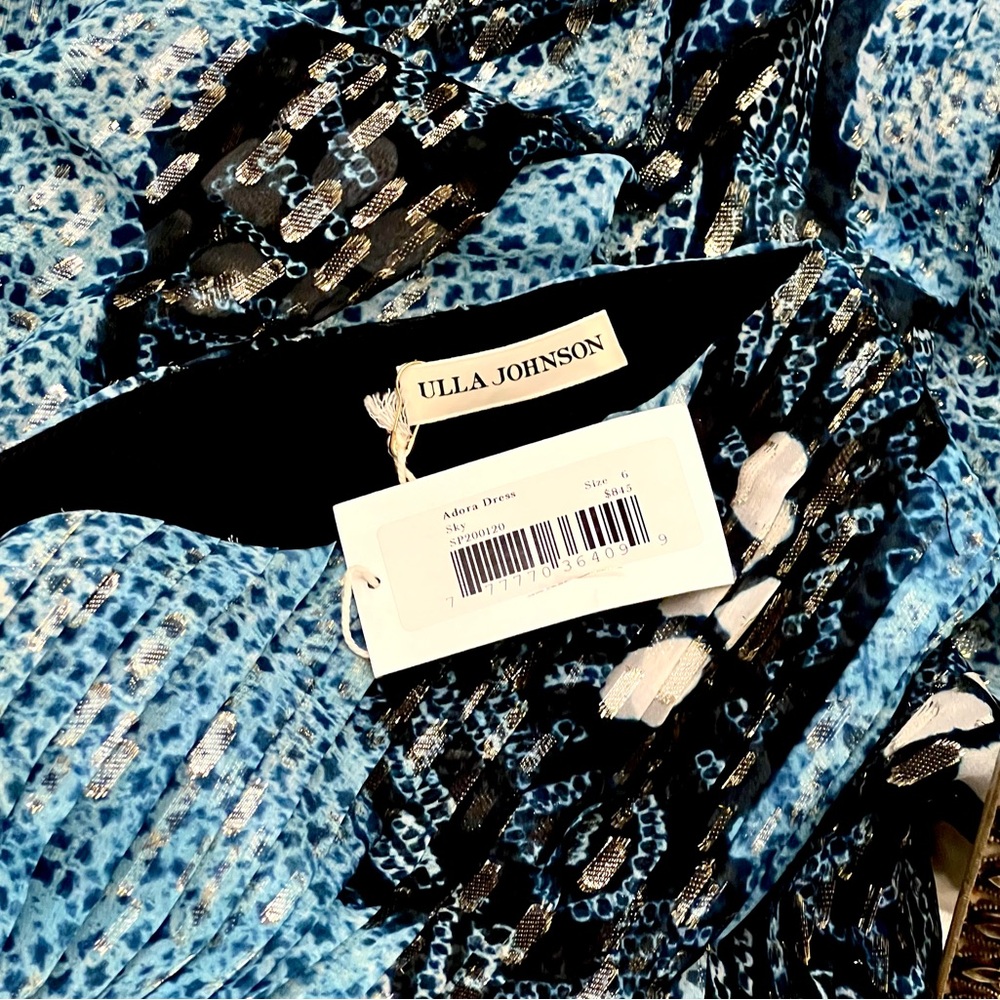 🌺🎉HP🎉🌺 NWT Ulla Johnson Adora Silk Chiffon Midi Dress Sky - Picture 17 of 17